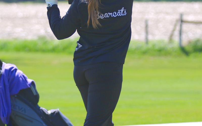 Webster Bearcat Bailey Ninke follows through on a stroke during the Region 1B golf tournament at the Prairie Winds golf course in Watertown May 22. Ninke grabbed a sixth place finish by shooting 99. Reporter &amp;amp; Farmer | subscriber snapshot