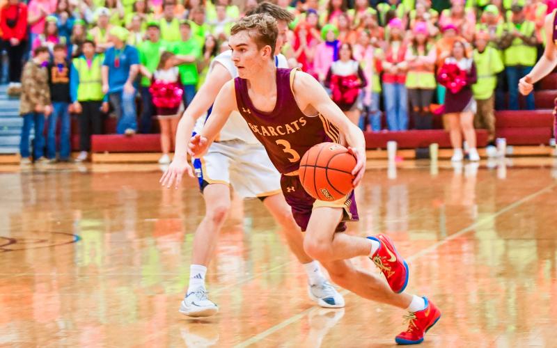 Seth Lesnar (3) of Webster Area files towards the basket during the Bearcats 39-73 SoDak 16 loss to the West Central Trojans March 10 in Madison. Bearcats season ended with a record of 14-9. Reporter &amp;amp; Farmer | Leyton Beardslee
