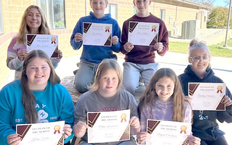 Webster Area Middle and High School students of the month for October, by grade, are from left, front, 11th Kelsey Fischer, 10th Malin Kwasniewski, seventh Brynlee Christensen, 12th Courtney Simonson; back, ninth Remi Hubsch, sixth Ty Howder and eighth Vance Tollifson. Reporter &amp;amp; Farmer | Subscriber snapshot