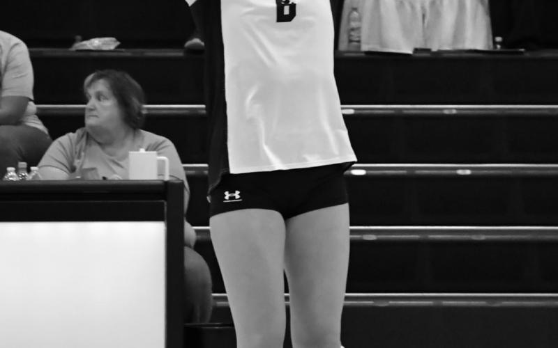Caley Boik of Waubay/Summit sets the ball during the Mustang’s 3-1 match victory over Waverly/South Shore Sept. 11 in Summit. Boik was the team’s leading setter going 94 for 94 with 26 assists. Reporter &amp;amp; Farmer | Leyton Beardslee