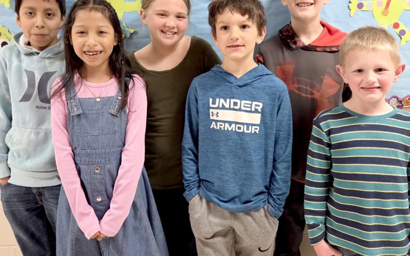 Webster Area Elementary School students of the month for April by grade, are from left, front, second Sofia Perez, first Cody Carey, kindergarten Oliver Siglin; back, fifth Luis Perez, fourth Aaliyah Lone and third Hunter Ruff. Reporter &amp;amp; Farmer | Subscriber snapshot