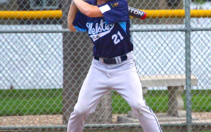 Martin Dorsett of Webster Legion Post 40 waits for a pitch during the team’s 2-0 win over Clark June 19. The game was the first of a doubleheader held in Clark with the second game being a 0-10 loss for Webster. Reporter &amp;amp; Farmer | subscriber snapshot