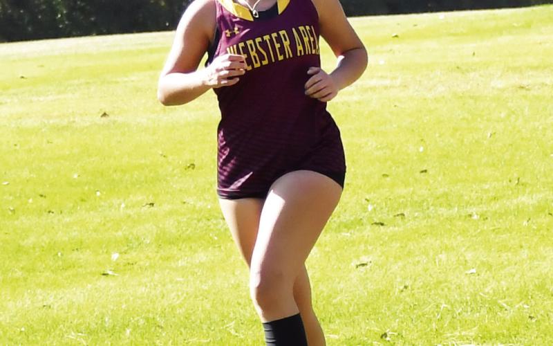 Webster Area Bearcats hosted the Northeast Conference cross country meet Oct. 10. Here, running for Webster Area varsity girls 5k event is Jocelyn Rumpca who finished in 45th place. Reporter &amp;amp; Farmer | Brenner Cariveau