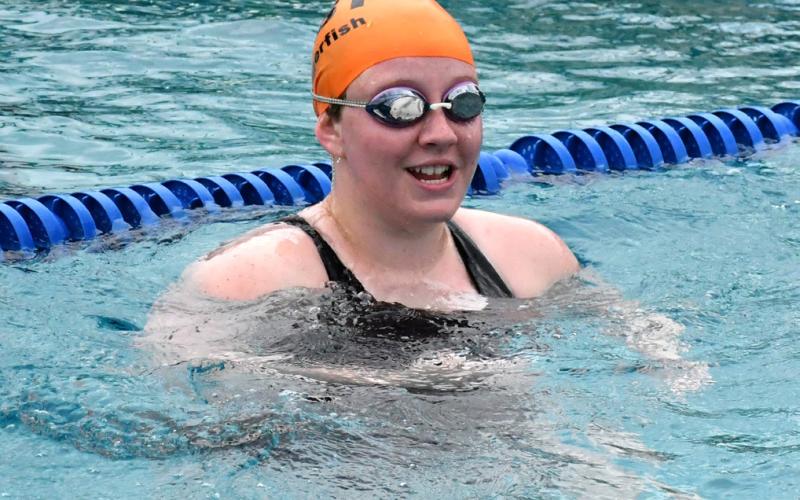Callie Shoemaker treading water at a Webster Area High School Swim Practice Reporter &amp;amp; Farmer | Luke Caputo