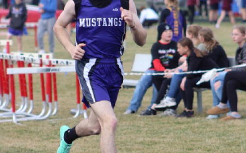 Waubay/Summit Mustang Caleb Weyh puts his best foot forward in a relay race April 15 at Britton.. Reporter &amp;amp; Farmer | Subscriber snapshot