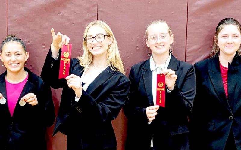 Webster Area School hosted NEC Oral Interp competition Oct. 27. Webster students participating were, from left, Remi Hubsch – first JV serious; Jocelyn Rumpca – first varsity serious, second varsity humor; Delilah Buxton and Courtney Simonson – second JV duet; Alivia Kuecker and Kodee Marx – third varsity oratory. Webster placed fourth as a team. Reporter &amp;amp; Farmer | Subscriber snapshot