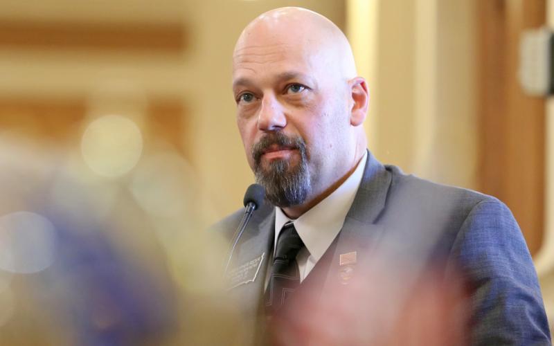 State Rep. Chris Reder, R-Warner, speaks on the South Dakota House floor March 6. Reporter &amp;amp; Farmer | SD Searchlight