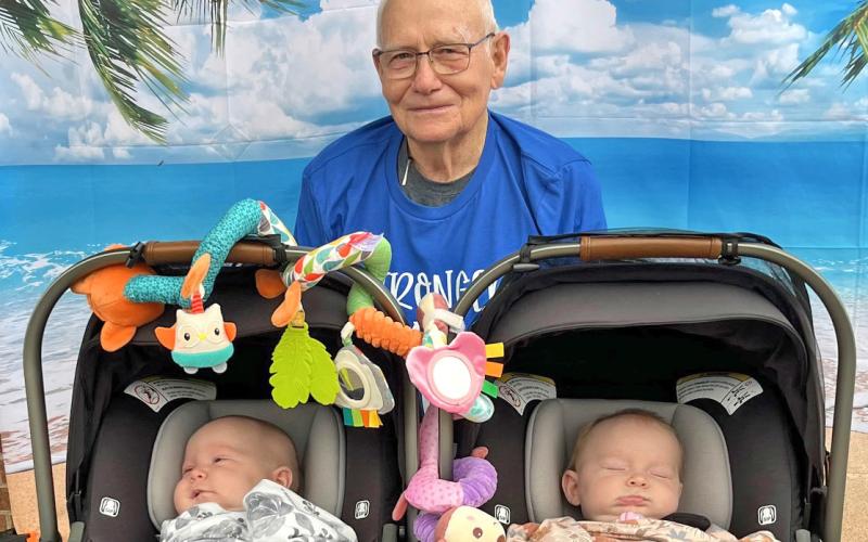 Participants of all ages took part in the Waubay Fun Run during Fun Fest July 20. Pictured are the oldest participant Stanley Arnold with the two youngest participants, four-month old twins Elliett and Ryhan Butkowski. Reporter &amp;amp; Farmer | Subscriber snapshot