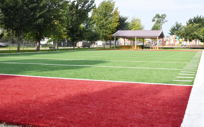 The new multi-functional turf field is part of the renovations to Webster Area School District’s playground. Reporter &amp;amp; Farmer | Jess Washenberger
