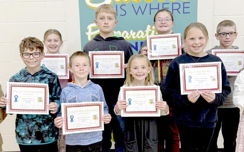 Top Overall AR Point Holder for Webster Area Elementary School for the 2025-26 school year was Cayston Hanson with 634.7 points. Top AR readers of each class are, from left, front, Edgar Hamann, third; Layton Randall, third; Auby James, first; Hanson, first; Adeline Siglin, second; Mavis Stoebner, second; back, Leah Waldner, fourth; Dominic Waldner, fifth; Gracelynn Chevelair, fifth and Nolan Rasmus, fourth. Reporter &amp;amp; Farmer | Subscriber snapshot