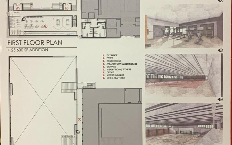 &amp; Farmer | Amanda Dulitz Webster graduate Tom Squires of designArch Group, Sioux Falls is behind the creation of the current design of the proposed addition to the Webster Armory. The 33,000-35,000 square foot space would include a competition gym, wrestling room and weight room plus more. Community patrons previewed designs July 7 at a special Webster Area School Board meeting held at the Roslyn Event Center. This was the second such meeting which has been held to allow Continuing Athletic Traditions for S