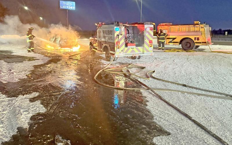 BURNABLE METAL THROWS FIREFIGHTERS FOR A LOOP