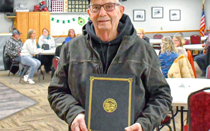Harvey Opitz is celebrating 40 years on the Day County Fair Board. Community members threw Opitz a surprise celebration March 16 at Waubay Community Center. Day County Fair Board announced Aug. 8 as Harvey Opitz Day and have planned a display honoring him next to the flags on fairgrounds. Reporter &amp;amp; Farmer | Connor Handrahan