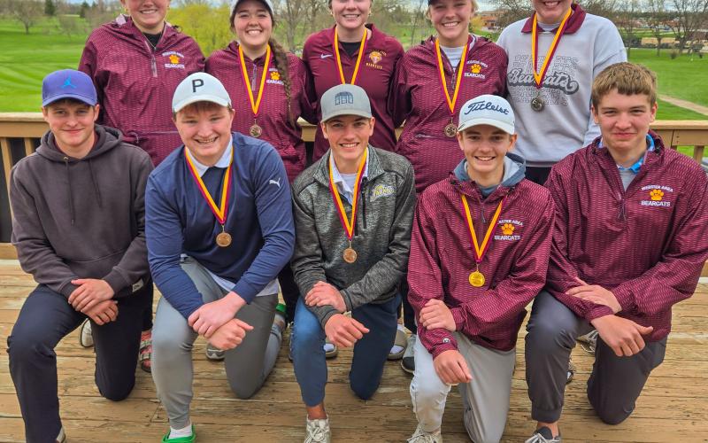 Webster Area golfers hosted the Webster Tournament May 8. Individual place winners and boys team title winners, from front left are Michael Dorsett, Thomas Kuecker, Blaize Amdahl, Seth Lesnar and Ian Lesnar. In back are, from left, Madison Peckham, Joslyn Haugen, Mia Coester, Baylie Somsen and Bailee Ninke. Reporter &amp;amp; Farmer | Subscriber snapshot