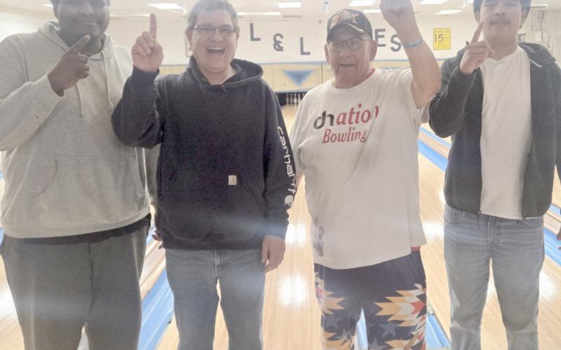 Tuesday Night bowling champions are, from left, Jasiah Redbear, Mike Gerriets, Merle Redbear and Xavier White. Reporter &amp;amp; Farmer | Subscriber snapshot