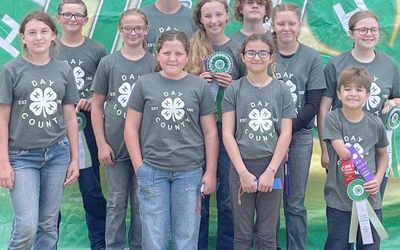 Participating in Day County Fair 4-H dog showmanship, are from left, front Kenlee Hommel, Logan Zakrzewski, Anastasia Saunier, Nate Saunier; middle, Isaiah Hughes, Raelee Ellingson, Carlee Wik, Karsyn Gaikowski, Makayla Meland; back, Gage Wik and Delaney Atherton. Reporter &amp;amp; Farmer | Subscriber snapshot