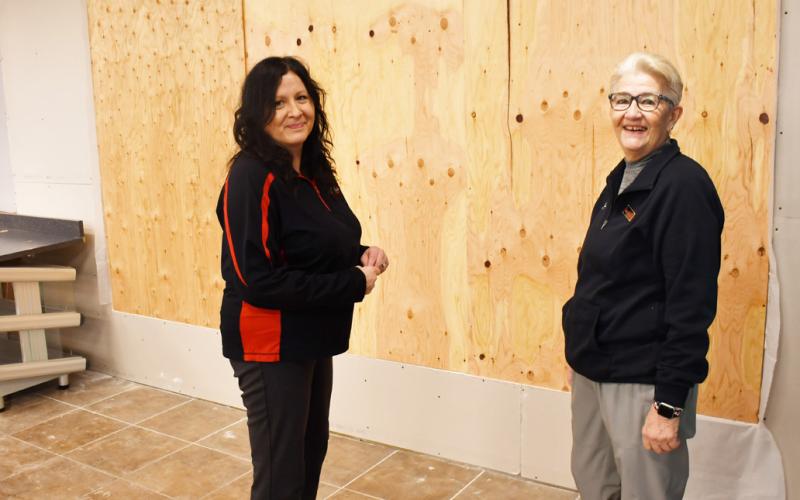 After a pickup crashed through Sioux Valley Co-op Dec. 1 the front window was destroyed along with shelving and coolers in the back of the store. No injuries were reported. Pictured Dec. 7 from left Sioux Valley Co-op manager Cheryl Premus and employee Sherry Markel recall the events of the day in front of the broken window which has been temporarily boarded up. Reporter &amp;amp; Farmer | Brenner Cariveau