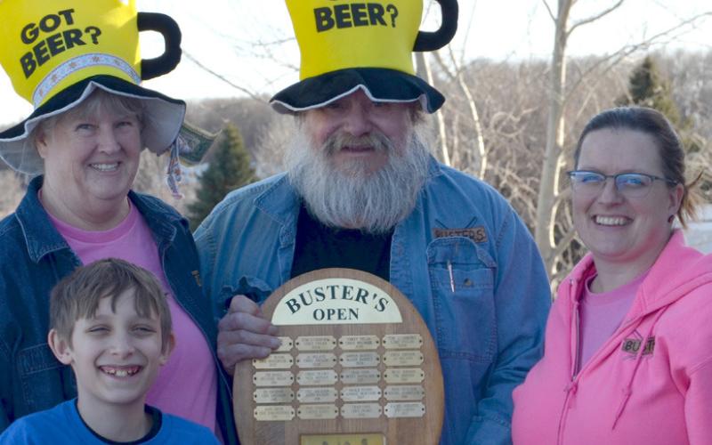 Reporter &amp;amp; Farmer | Subscriber snapshot Peggy and Buster Sichmeller, in back, presented the “In the Toilet” award to Luke Sichmeller, left and Amber Olson, right who placed last.