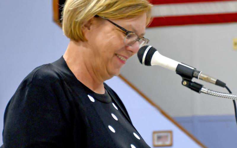 Susan (Herr) Hanson gave the family message at the dedication ceremony for her fallen uncles Aug. 5 and shares a smile while telling stories and memories of the three brothers. Reporter &amp;amp; Farmer | Annie Witt