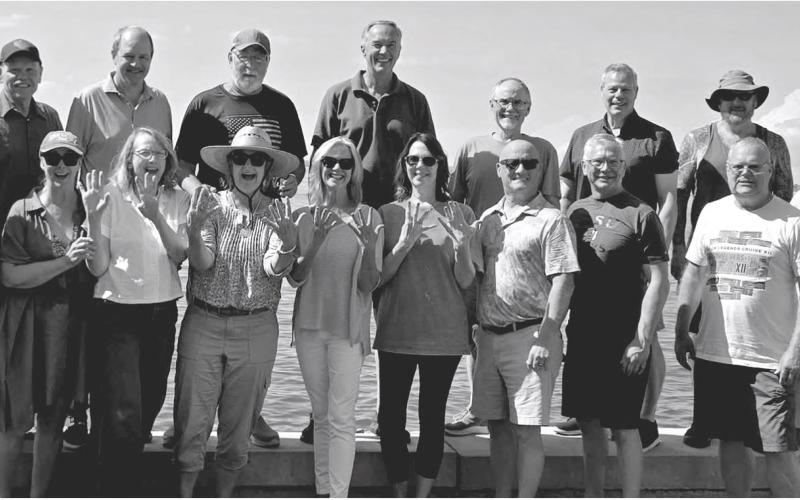 Webster High School Class of 1980 held a 45 year reunion at Blue Dog Lake. From left are, front, Terri Breske Dill, Wendy Folger, Karen Koppmann, Mona Premus Jensen, Kathy Baumgarn Becking, Barb Opitz Stugelmayer, Terry Welch, Lance Johnson, Paul Smith, Chad Bisgrove; back, Larry Welch, Nathan Meland, Sam Mohs, Jeff Hanson, Jeff Lewandowski, John Halbkat, Chuck Liedtke and Kelly Torrence.