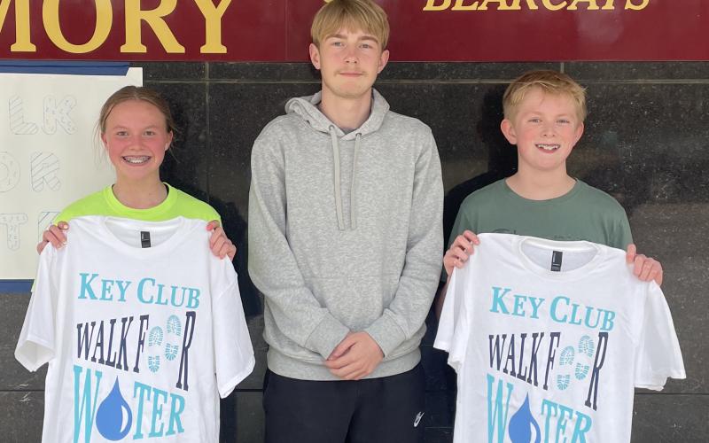 From left Portlyn Johnson, Grady Wagner and Hunter Sinner show up for Webster Key Club’s Walk for Water. Johnson and Sinner were the first to complete the walk. Walk for Water has a goal to raise money for the Thirst Project, which is a charity that provides clean water across the globe. Reporter &amp;amp; Farmer | Subsciber Snapshot