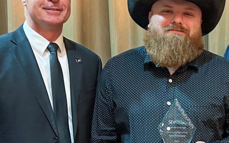 South Dakota Attorney General Marty Jackley with Roberts County State’s Attorney Dylan Kirchmeier during South Dakota State’s Attorneys Association’s annual meeting May 2 where Kirchmeier, a Webster Area High School graduate, was awarded Prosecutor of the Year. Reporter &amp;amp; Farmer | Subscriber snapshot