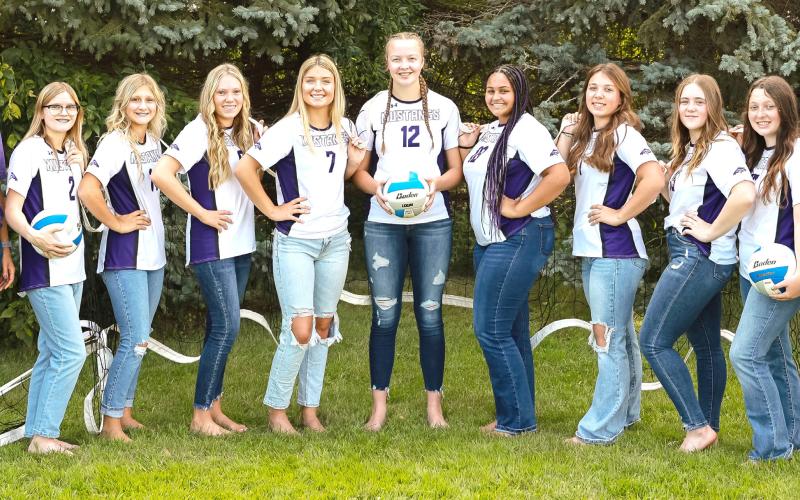 Waubay-Summit Mustang 2024 volleyball team are from left, Head Coach Shonda Holscher, Brianna Lindholm, Kayce Berger, Caley Boik, Liza Purdy, Mackenzie Zubke, Casharie Neilan, Katie Snyder, Rhianna Jorgenson, JoZee Snyder and Assistant Coach Katie Thompson. Not pictured: Callie Miller, Sage Gaikowski, Bailey Utne, Nevaeh Edwards and Elise Aker.