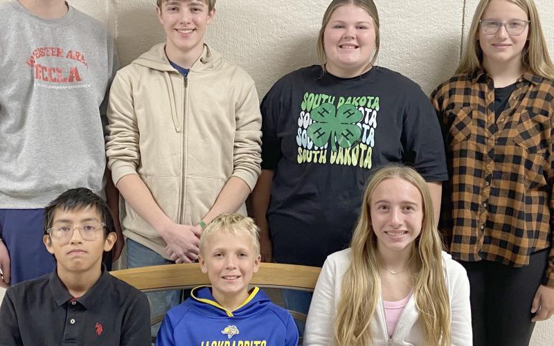 Webster Area middle and high school students of the month for September by grade, are, from left, front, seventh Jacob Salinas, sixth Coen Halverson, ninth Kinsey Kuecker; back, 12th Blaize Larson, 11th Tevin Howder, 10th Kelsey Fischer and eighth Makynlee Curran. Reporter &amp;amp; Farmer | Subscriber snapshot