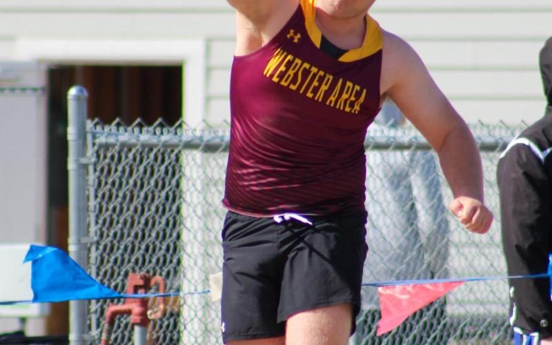 Gage Miotke threw a personal best in shot put April 23 at the Clark/Willow Lake track meet. Here, he heaves a 35’7” throw, good for eighth place in that day’s event. Reporter &amp;amp; Farmer | Subscriber snapshot