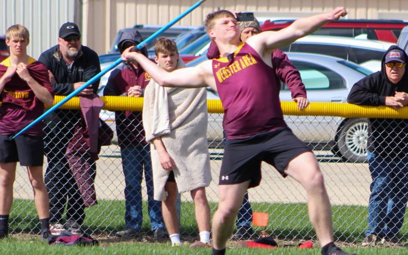 Webster Area Bearcat Matthew Mount heaves his javelin in competition last week at the Clark/Willow Lake meet April 23. He took second in the event with a 132’11” throw. Reporter &amp;amp; Farmer | Subscriber snapshot