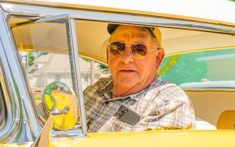 Jim Brakefield looks out of his vehicle during a car show held at Eden Days June 28. Brakefield’s ride is a 1955 Buick Riviera. Reporter &amp;amp; Farmer | Leyton Beardslee