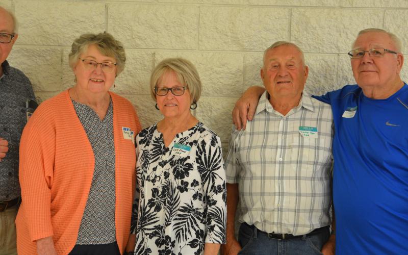Sixty year alumni, from left, are Rudy Halbauon, Kathy Lardy, Lois Dow, Marlyn Rye and Richard Moen. Reporter &amp;amp; Farmer | Luke Caputo
