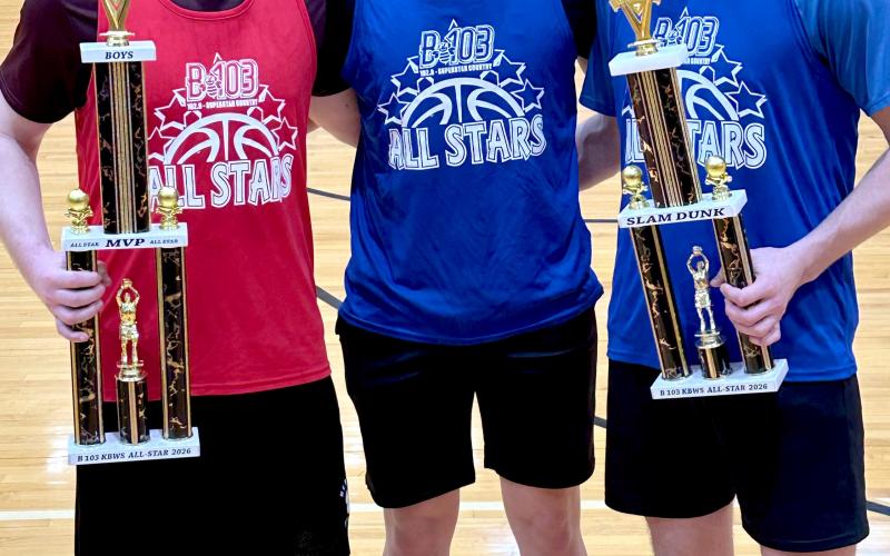 Webster Area Bearcats, from left, Matthew Mount, Jeron McCreary and Jack Shoemaker were selected to participate in NEC All Star Game March 28 in Sisseton. Mount received Game MVP award and Shoemaker was the slam dunk contest winner. Webster Area Bearcat girls Bailey Ninke and Karli Sannes were nominated to play in the All Star Game, but did not participate. Reporter &amp;amp; Farmer | Subscriber snapshot