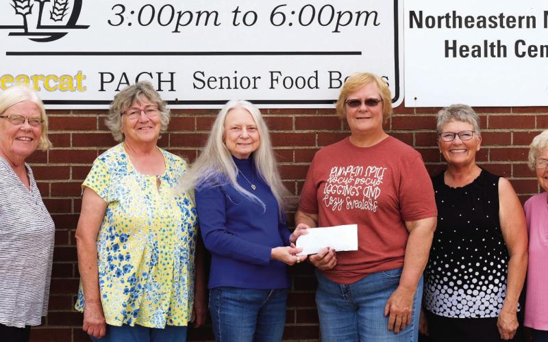 Shepherds’ Journey of Hope raised $1,100 for Day County Food Pantry during a benefit meal held during the Chuck Aleck memorial Sept. 14. Food pantry volunteers are pictured Sept. 30., from left, Winnie Jacobs, Mary Wagner, Bondell Raeder-Aleck with Shepherds’ Journey of Hope, food pantry director Margaret Kwasniewski and volunteers Susie Hanson and Carol Richardt. Reporter &amp;amp; Farmer | Leyton Beardslee