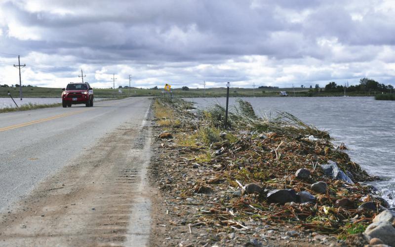 Debris from Blue Dog Lake blew onto 446A Ave. during the afternoon of Sept. 4 east of Waubay with high winds. Day County Highway Superintendent Ben Braaten said the road, pictured here Sept. 5, was cleaned of tree branches and other hazards the evening of Sept. 4 and there are currently no safety concerns on the road. Reporter &amp;amp; Farmer | Leyton Beardslee