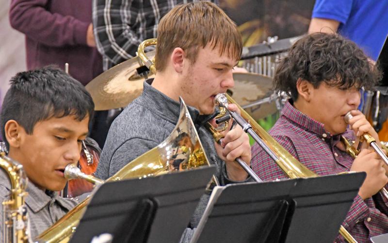 Members of Waubay High School and Middle School band are, from left, Victor Vermillion, Nolan Thuringer and Parker Vermillion. Reporter &amp;amp; Farmer | Amanda Dulitz