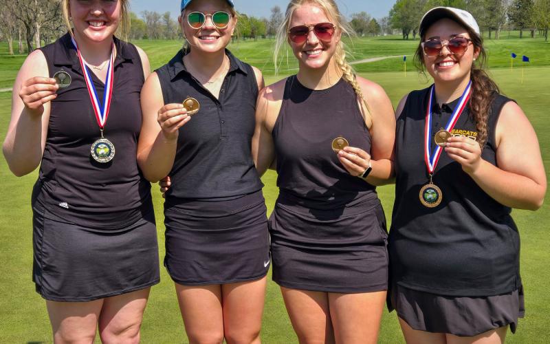 Girls ECC runner up champs and placing medals pictured from left are Bailee Ninke, Mia Coester, Baylie Somsen and Joslyn Haugen. Reporter &amp;amp; Farmer | Subscriber snapshot