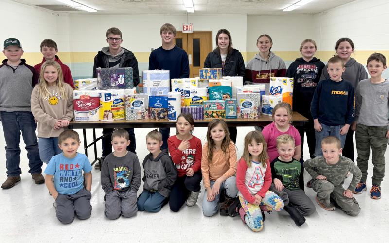 Jolly Workers 4-H Club members put together a donation of paper products before Christmas. Pictured from left, are, front, Harrison Fosheim, Sutton Zenk, Sawyer Zenk, Ada Kuecker, Ava Schulz, Joeslyn Linde, Holly Zubke, Hatcher Zubke, Levi Linde; middle, Aaliyah Lone, Landon Linde, Jonathan Fosheim; back, Hayes Zubke, Bennett Kuecker, Martin Dorsett, Michael Dorsett, Josie Spiering, Brooke Grajczyk, Karley Lone and Logan Zakrzewski. Reporter &amp;amp; Farmer | Subscriber snapshot