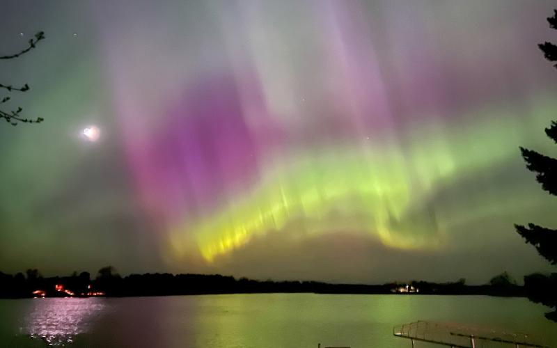This shot of the northern lights was captured by Berdette Zastrow, taken May 11 at 11:30 p.m., overlooking Pickerel Lake during the solar storm that struck earth last weekend. Experts say this was the largest solar storm to hit earth in nearly two decades. Zastrow described the sighting as “a religious moment.” Reporter &amp;amp; Farmer | Subscriber snapshot