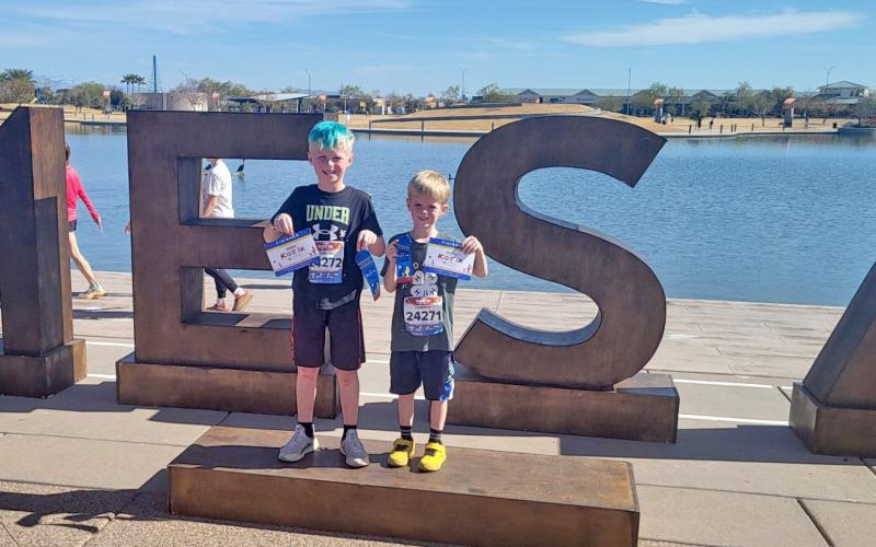 Corbin and Camdyn Huffman ran in the Amazon Kids 1K event in Mesa, AZ Feb. 8 when their dad Curtis Huffman ran his 30th marathon. The brothers are nine and seven years old, respectively. In the event, Corbin placed fifth and Camdyn placed 20th, competing against an approximate 200 youth. Reporter &amp;amp; Farmer | Subscriber snapshot