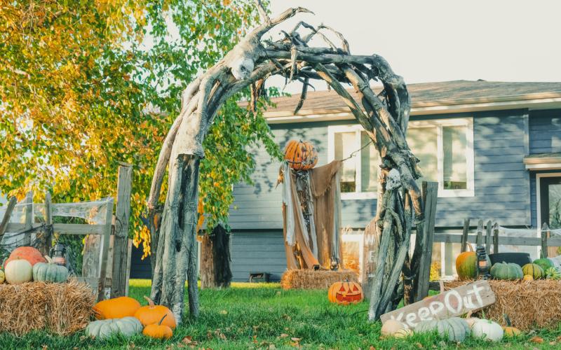 Halloween decorations made by Shay Clemensen are pictured Oct. 22 in Webster. Besides making his own Halloween props he also grows pumpkins to carve and use as decoration. Reporter &amp;amp; Farmer | Leyton Beardslee