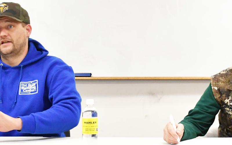 During the 2025 Webster Area Farm and Home Show Jan. 25, a cracker barrel took place. District 1 Senator Michael Rohl (R) and former state representative Steve McCleerey, who acted as moderator, speak to attendees. Reporter &amp;amp; Farmer | Brenner Cariveau