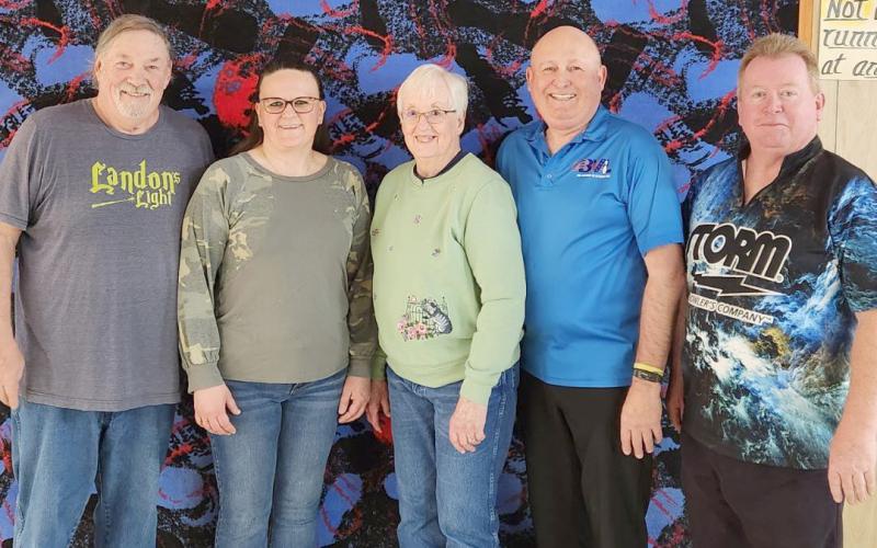Tuesday Night Championship went to L&amp;amp;L Lanes team, from left, Rich Solberg, Shawn Lesnar, Ann Gerriets, Kevin Bohn and Austin Grimes. Tuesday Morning Championship recipients were the H&amp;amp;R One Stop team of Gerriets, Bohn and Grimes. Reporter &amp;amp; Farmer | Subscriber snapshot