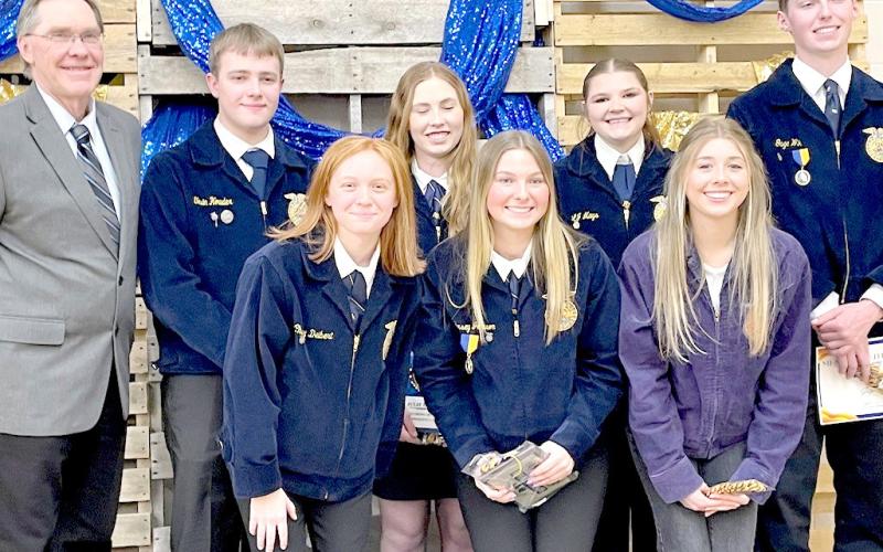 Webster FFA senior members and officers are from left, front, Chesney Deibert, Jersey Johnson, Maci Kurkowski; back, advisor Fred Zenk, Tevin Howder, Julie Lesnar, Liliann Mays and Gage Wik. Reporter &amp;amp; Farmer | Subscriber snapshot