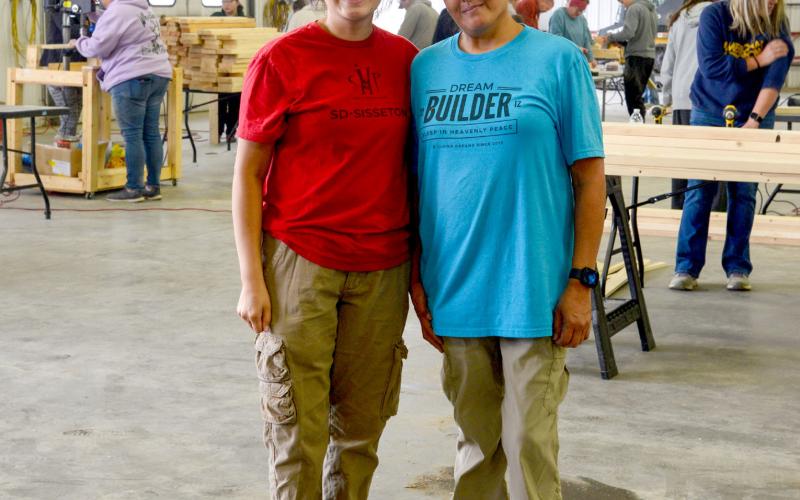 Sleep in Heavenly Peace Sisseton Chapter President Alexis Edgar and application processor Stacey Azure help guide volunteers at the last bed build of the year at Waubay Oct. 25. Reporter &amp;amp; Farmer | Connor Handrahan