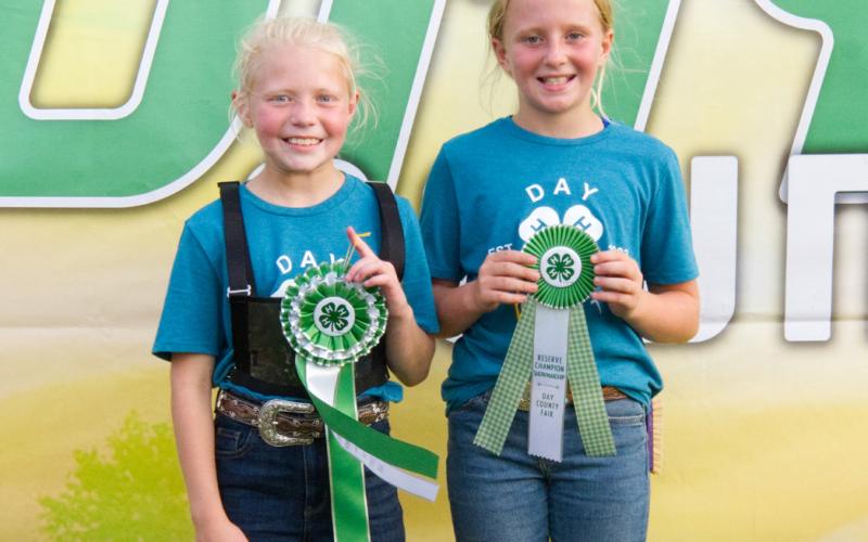 Beginner swine showmanship placers at the Day County Fair Aug. 8 are, from left, grand champion Hayden Letcher and reserve champion Kori Gaikowski. Reporter &amp;amp; Farmer | Leyton Beardslee