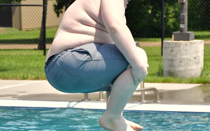 Jackson Gabriel cannonballed into the pool during the opening day of the Webster Aquatic Center June 2. Reporter &amp;amp; Farmer | Leyton Beardslee