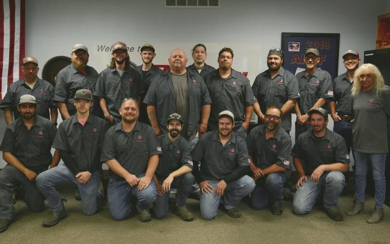 Dakota Foundry employees, from left front, include Dalton Lone, Preston Waddle, Cody Kuecker, David Water, Bryce Bostrom, Adam Marko and Mitch Miller. Back, from left, include Paul Gollnick, John Premus Jr., Levi Hurlburt, Dominic Swartz, Dan Waegli, Kyle Barse, Dan Andrade, Jordan Premus, Travis Monson, Nick Loos and Belinda Kuecker.