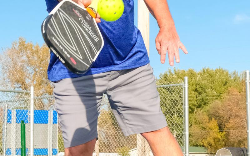 Wes Lindquist of Webster plays on the newly completed pickleball courts at Fred Haase Memorial Park in Webster Oct. 24. Lindquist said he picked up the sport eight years ago and now with new courts in town hopes it can become popular in Webster. Reporter &amp;amp; Farmer | Leyton Beardslee
