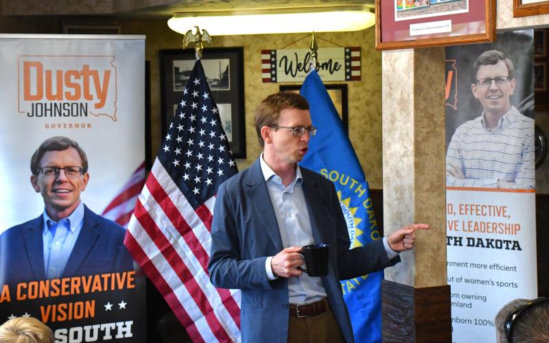 Republican gubernatorial candidate Dusty Johnson traveled to Webster May 26 to discuss South Dakota issues with the Webster community. Reporter &amp;amp; Farmer | Connor Handrahan